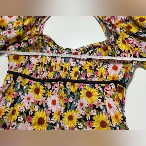 For Love & Lemons Daisy Floral Babydoll Mini Dress Puff Sleeve Cottagecore